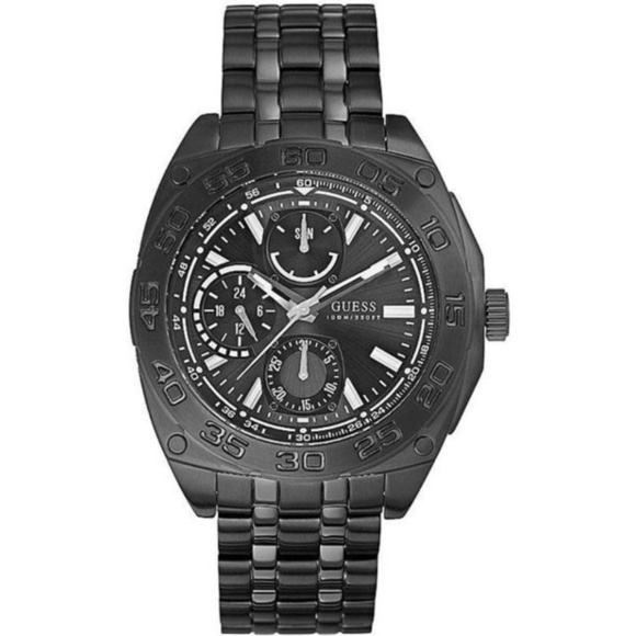 Guess Men's Black Stainless Steel Quartz Watch - Picture 1 of 5